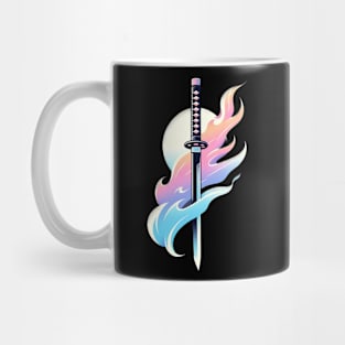 Katana in Pastel Flames Mug